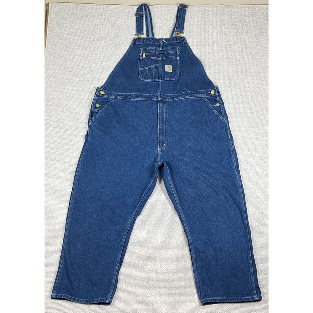Carhartt Bib Overalls Loose Fit  Men's 48x28 Blue Denim 104672 DST OR4672-M
